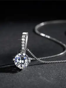 MYKI Silver-Plated Stainless Steel Cubic Zirconia Contemporary Pendant