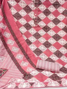 Peachmode Floral Printed Pure Cotton Gotta Patti Unstitched Dress Material