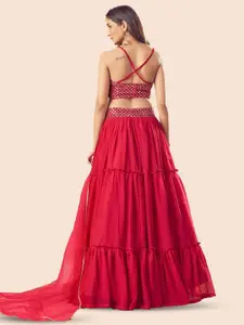 KALINI Embroidered Sequinned Semi-Stitched Lehenga & Unstitched Blouse With Dupatta