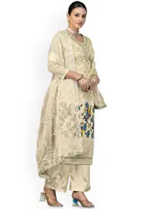 Maroosh Floral Embroidered Unstitched Dress Material