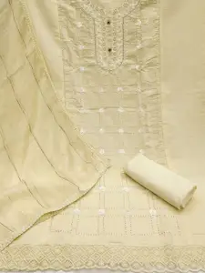 Peachmode Floral Embroidered Sequinned Unstitched Dress Material