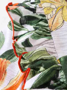 CrayonFlakes Girls Floral Printed Pure Cotton Top with Palazzos