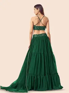 KALINI Embroidered Sequinned Semi-Stitched Lehenga & Unstitched Blouse With Dupatta