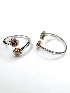 Arte Jewels Sterling Silver Crystals Stone Studded Toe Rings