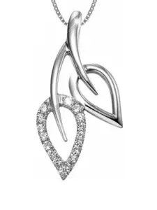 MYKI Silver-Plated Cubic Zirconia Studded Stainless Steel Contemporary Pendant With Chain
