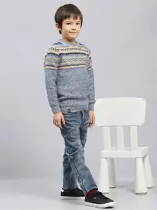 Monte Carlo Boys Self Design Cable Knit Woollen Long Sleeve Pullover Sweater