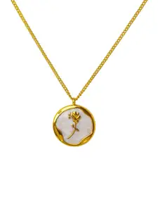 MYKI Gold-Plated Circular Stainless Steel Pendant With Chain