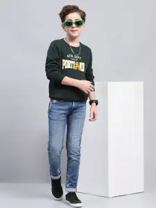 Monte Carlo Boys Cotton Printed Round Neck Long Sleeves Pullover Sweatshirt