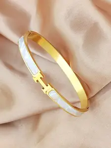 MYKI Stainless Steel Gold-Plated Opal Kada Bracelet