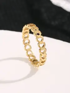 MYKI Gold-Plated Stainless Steel Heart Shaped Adjustable Band Finger Ring