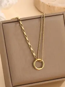 MYKI Gold-Plated Stainless Steel Ring Pendant with Chain