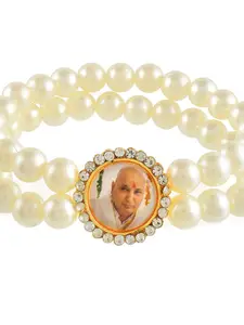MEMOIR Boys Brass Brass-Plated Pearls Beaded Wraparound Bracelet