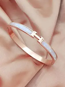 MYKI Rose Gold-Plated Stainless Steel Opal Kada Bracelet