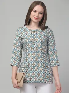 Trend Level Women Floral Printed Three-Quarter Sleeves Kurti