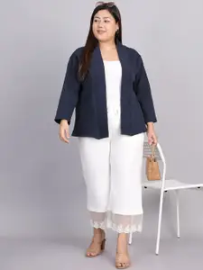 Rute Plus Size Self Design Open Front Pure Cotton Party Shrug