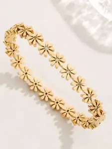 MYKI Gold-Plated Stainless Steel Stone Studded Kada Bracelet