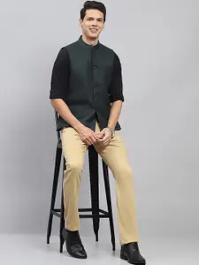 Monte Carlo Men Mandarin Collar Solid Wool Casual Tailored Jacket