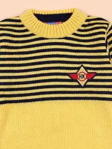 V-Mart Boys Striped Round Neck Casual Pure Cotton Top With Trousers