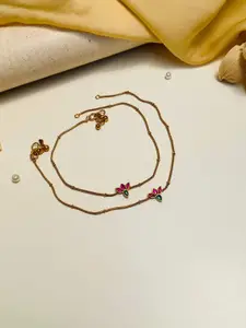 ABDESIGNS Gold-Plated Enchanting Pachi Kundan Stones Studded Anklets