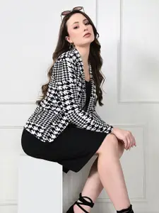 IUGA Geometric Printed Shawl Collar Open Front Shrug