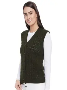 CLAPTON Women Woollen Self Design Sweaters