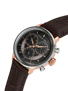 Cerruti 1881 Men Embellished Dial & Leather Straps Analogue Watch CECRA26801