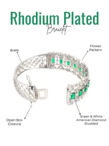 Adwitiya Collection Silver-Plated American Diamond Studded Bangle-Style Bracelet