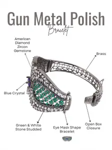 Adwitiya Collection Silver-Plated Cubic Zirconia Studded Bangle-Style Bracelet