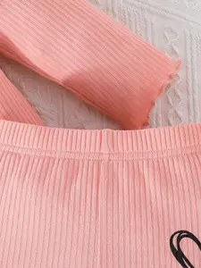 INCLUD Girls Round Neck Printed Top with Trousers