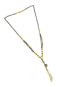 9blings Gold-Plated Beaded Mangalsutra With Earrings