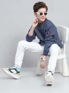 Monte Carlo Boys Self Design Cable Knit Woollen Pullover