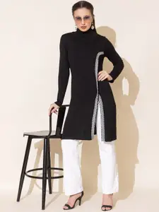 Anouk Mock Neck High Slit Straight Short Kurti