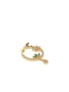 I Jewels Gold-Plated Cubic Zirconia Studded Ring Nosepin