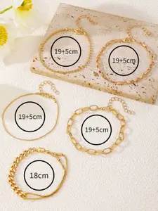 Jewels Galaxy Set Of 5 Gold-Plated Charm Bracelets