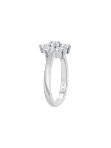 Ornate Jewels 925 Sterling Silver Rhodium Plated AD-Stone Studded Flower Finger Ring
