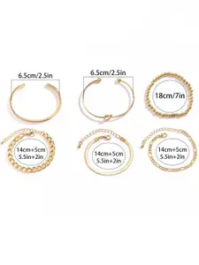 Jewels Galaxy Set Of 6 Gold-Plated Charm Bracelet