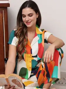 Boston Club Women Abstract Printed Night suit