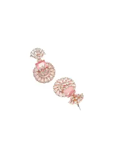 KARATCART Rose Gold-Plated Cubic Zirconia Studded Contemporary Drop Earrings