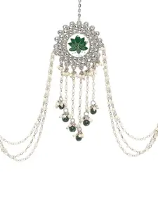 KARATCART Silver-Plated Jhumkas With Juda Pin