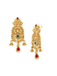 Peora Gold-Plated Artificial Stones and Beads Mangalsutra & Earrings
