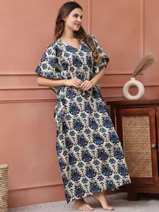 Boston Club Women Printed Kaftan Maxi Pure cotton Nightdress