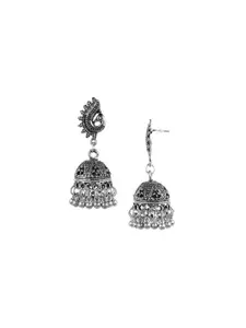 YouBella Silver-Plated Dome Shaped Oxidised Jhumkas