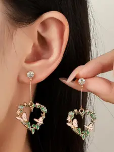 SALTY Stone Studded Heart Shaped Love Forest Elegance Drop Earrings