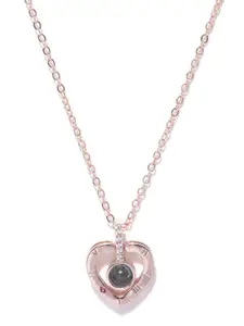 YouBella Rose Gold-Plated Artificial Stones Studded Heart Shaped Pendants
