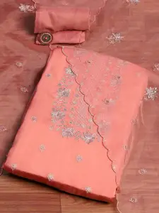 Biba Floral Embroidered Sequinned Organza Unstitched Dress Material