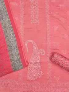 MANVAA Bandhani Printed Sequinned Daimond Work Cotton Unstitched Dress Material