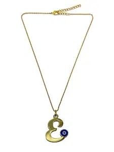 Digital Dress Room Gold-Plated Evil Eye E-Alphabet Pendants with Chains