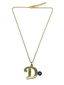 Digital Dress Room Gold-Plated Letter 'D' Evil Eye Pendant With Chain