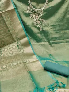 MANVAA Floral Embroidered Beads and Stones Unstitched Dress Material