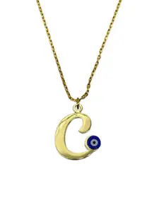 Digital Dress Room Gold-Plated Letter 'C' Evil Eye Pendant Chain
